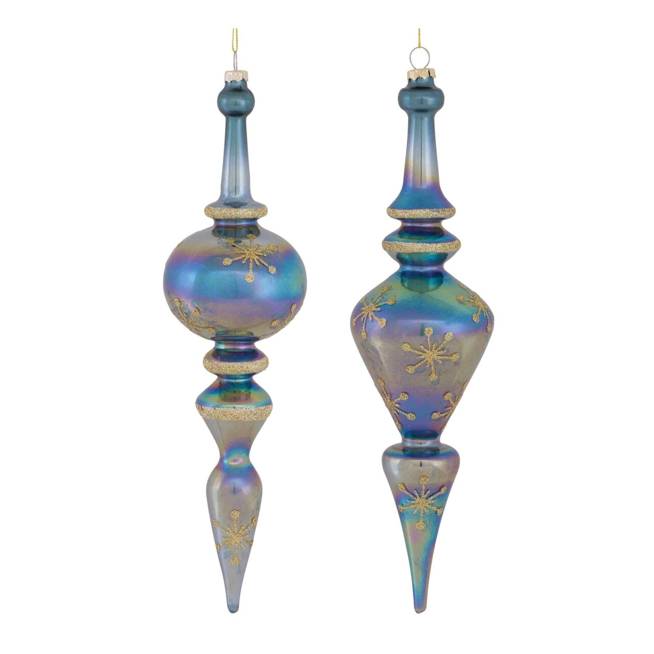 Melrose 6ct Iridescent Glass Christmas Finial Drop Ornaments 12.25"